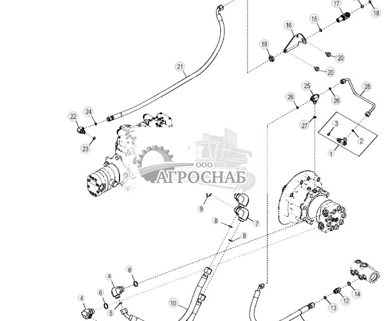 Гидросистема правого гидростатического привода (ЭГ управление) (односкоростной) - ST2465 176.jpg
